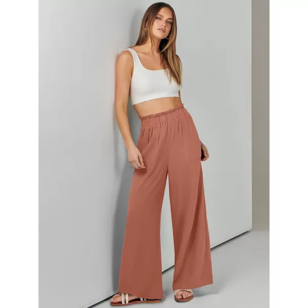 imageANRABESS Womens Linen Palazzo Pants Summer Casual Loose High Waist Wide Leg Pant Lounge Beach Trousers with PocketRust