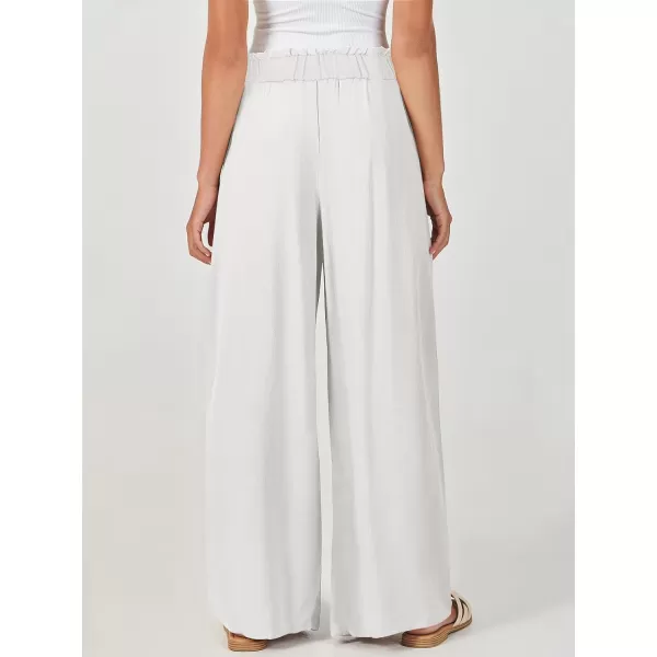 imageANRABESS Womens Linen Palazzo Pants Summer Casual Loose High Waist Wide Leg Pant Lounge Beach Trousers with PocketWithe