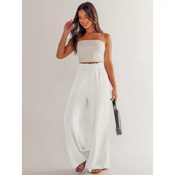 imageANRABESS Womens Linen Palazzo Pants Summer Casual Loose High Waist Wide Leg Pant Lounge Beach Trousers with PocketWithe