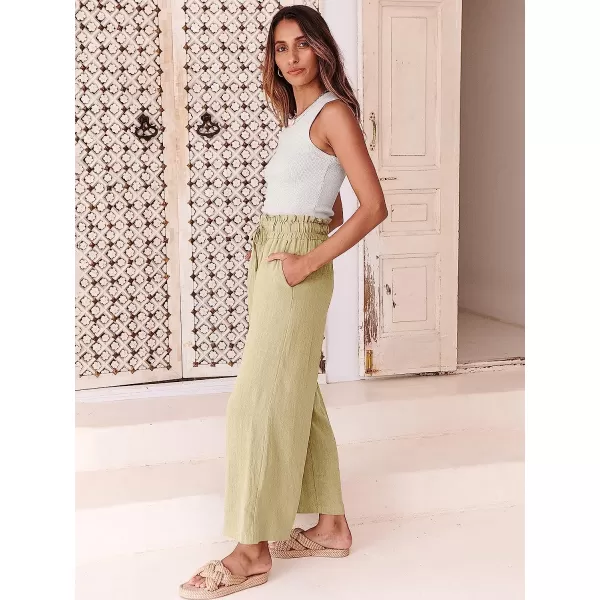 imageANRABESS Womens Linen Pants Casual Loose High Waist Drawstring Wide Leg Capri Palazzo Pants Trousers with PocketsApricot