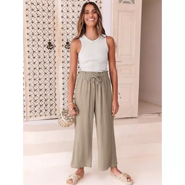 imageANRABESS Womens Linen Pants Casual Loose High Waist Drawstring Wide Leg Capri Palazzo Pants Trousers with PocketsKhaki