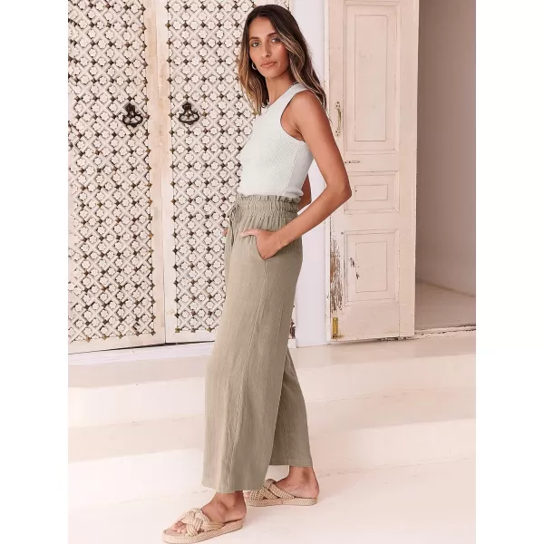 imageANRABESS Womens Linen Pants Casual Loose High Waist Drawstring Wide Leg Capri Palazzo Pants Trousers with PocketsKhaki