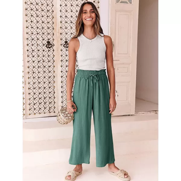 imageANRABESS Womens Linen Pants Casual Loose High Waist Drawstring Wide Leg Capri Palazzo Pants Trousers with PocketsLake