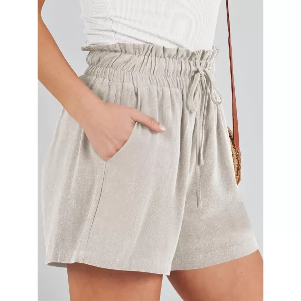 imageANRABESS Womens Linen Shorts Summer Casual High Waisted Drawstring Wide Leg Beach Lightweight Short with PocketsApricot