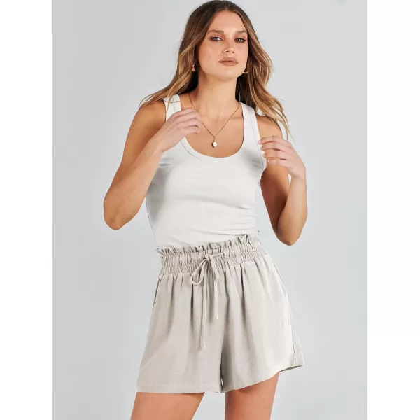 imageANRABESS Womens Linen Shorts Summer Casual High Waisted Drawstring Wide Leg Beach Lightweight Short with PocketsApricot