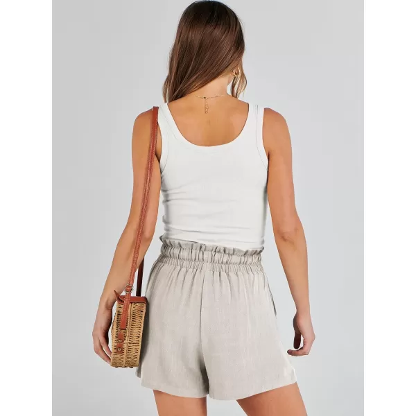 imageANRABESS Womens Linen Shorts Summer Casual High Waisted Drawstring Wide Leg Beach Lightweight Short with PocketsApricot