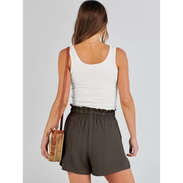 imageANRABESS Womens Linen Shorts Summer Casual High Waisted Drawstring Wide Leg Beach Lightweight Short with PocketsCoffee