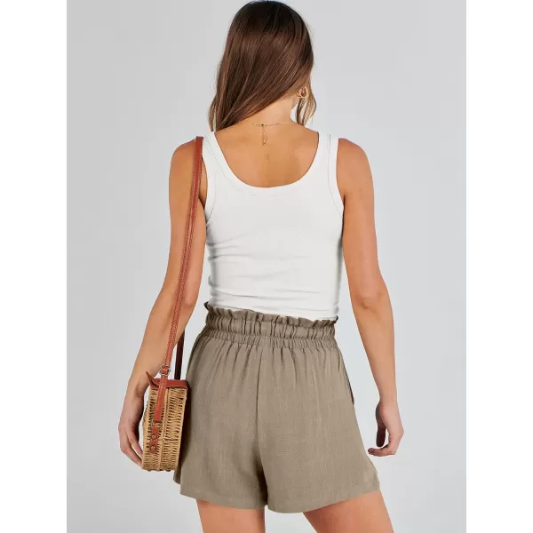 imageANRABESS Womens Linen Shorts Summer Casual High Waisted Drawstring Wide Leg Beach Lightweight Short with PocketsLight Brown