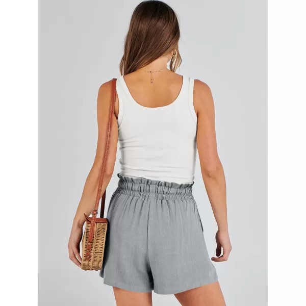 imageANRABESS Womens Linen Shorts Summer Casual High Waisted Drawstring Wide Leg Beach Lightweight Short with PocketsLight Grey