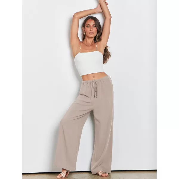 imageANRABESS Womens Linen Summer Palazzo Pants Flowy Wide Leg Beach Casual Pant Trousers with PocketsLight Khaki