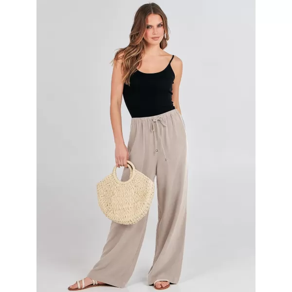 imageANRABESS Womens Linen Summer Palazzo Pants Flowy Wide Leg Beach Casual Pant Trousers with PocketsLight Khaki