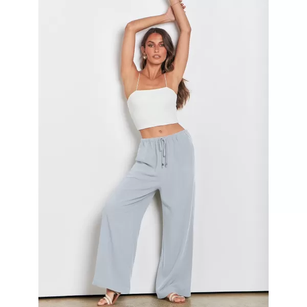 imageANRABESS Womens Linen Summer Palazzo Pants Flowy Wide Leg Beach Casual Pant Trousers with PocketsLightblue