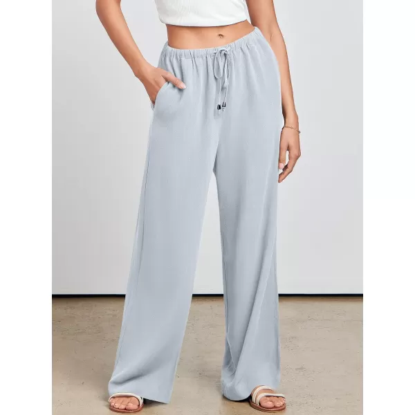 imageANRABESS Womens Linen Summer Palazzo Pants Flowy Wide Leg Beach Casual Pant Trousers with PocketsLightblue