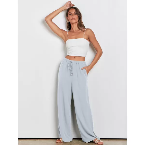 imageANRABESS Womens Linen Summer Palazzo Pants Flowy Wide Leg Beach Casual Pant Trousers with PocketsLightblue