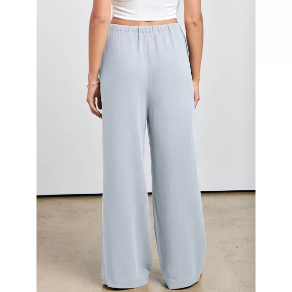 imageANRABESS Womens Linen Summer Palazzo Pants Flowy Wide Leg Beach Casual Pant Trousers with PocketsLightblue