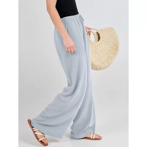 imageANRABESS Womens Linen Summer Palazzo Pants Flowy Wide Leg Beach Casual Pant Trousers with PocketsLightblue