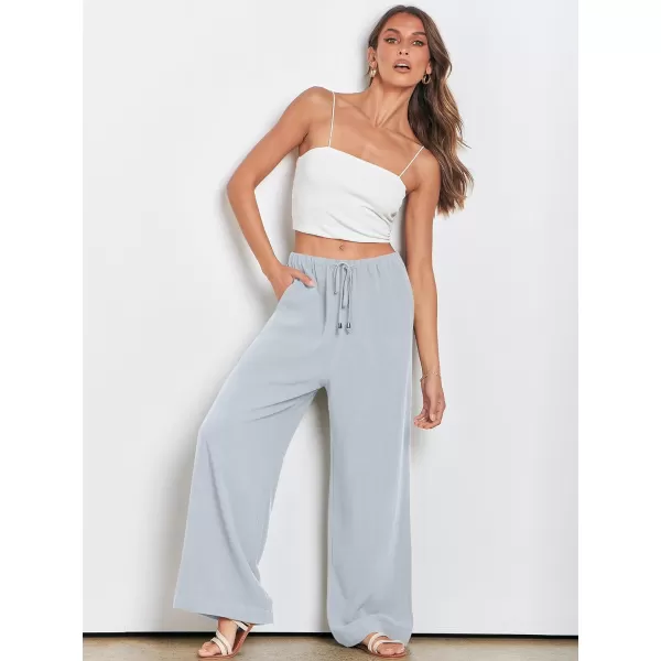 imageANRABESS Womens Linen Summer Palazzo Pants Flowy Wide Leg Beach Casual Pant Trousers with PocketsLightblue