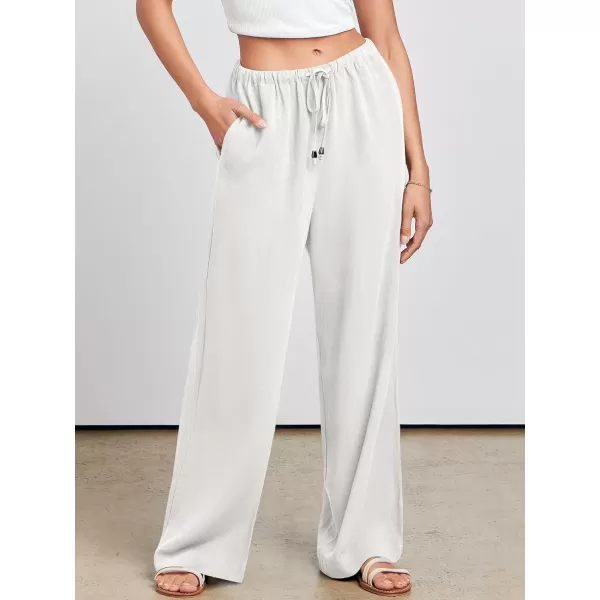 imageANRABESS Womens Linen Summer Palazzo Pants Flowy Wide Leg Beach Casual Pant Trousers with PocketsWhite