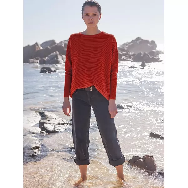 imageANRABESS Womens Long Batwing Sleeve Crewneck Casual Loose Ribbed Knit Fall Sweater Pullover with SplitRed