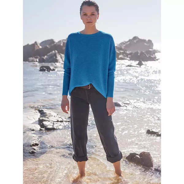 imageANRABESS Womens Long Batwing Sleeve Crewneck Casual Loose Ribbed Knit Fall Sweater Pullover with SplitRoyal Blue