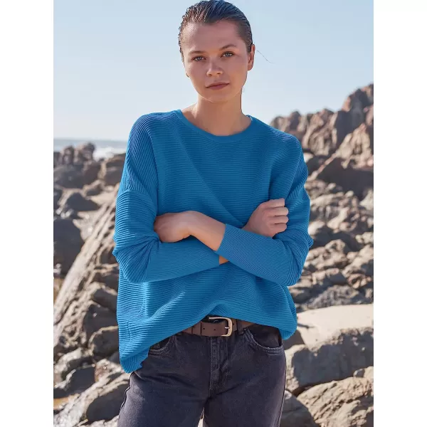 imageANRABESS Womens Long Batwing Sleeve Crewneck Casual Loose Ribbed Knit Fall Sweater Pullover with SplitRoyal Blue