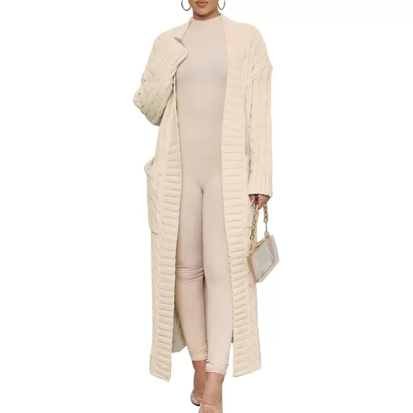 imageANRABESS Womens Long Cardigan Sweater Long Sleeve Open Front Knit Maxi Duster Outwear 2023 Trendy Jacket Coats ClothesBeige