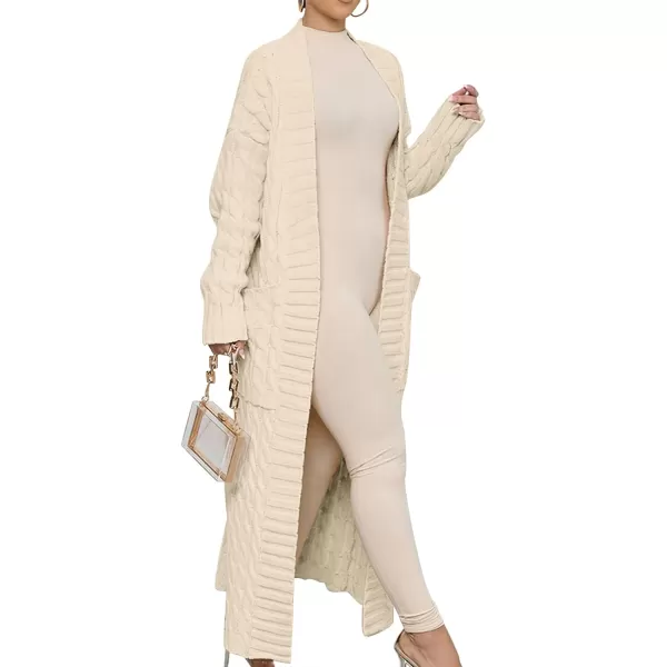 imageANRABESS Womens Long Cardigan Sweater Long Sleeve Open Front Knit Maxi Duster Outwear 2023 Trendy Jacket Coats ClothesBeige
