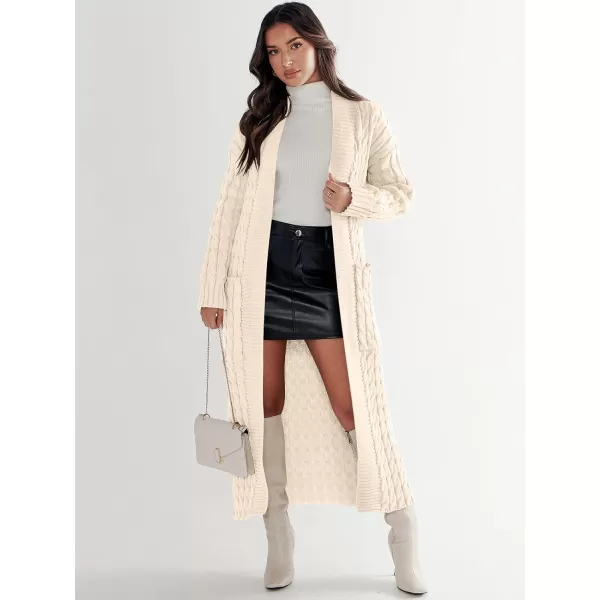 imageANRABESS Womens Long Cardigan Sweater Long Sleeve Open Front Knit Maxi Duster Outwear 2023 Trendy Jacket Coats ClothesBeige