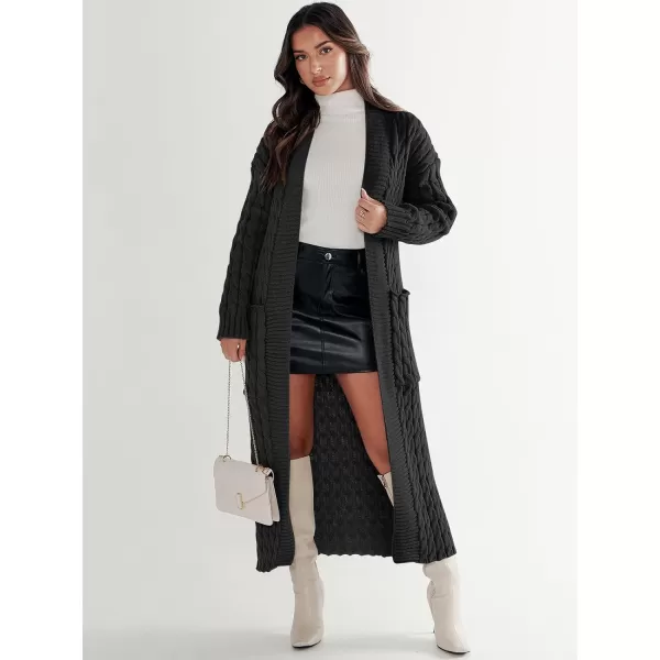 imageANRABESS Womens Long Cardigan Sweater Long Sleeve Open Front Knit Maxi Duster Outwear 2023 Trendy Jacket Coats ClothesBlack