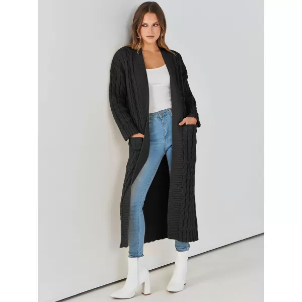imageANRABESS Womens Long Cardigan Sweater Long Sleeve Open Front Knit Maxi Duster Outwear 2023 Trendy Jacket Coats ClothesBlack