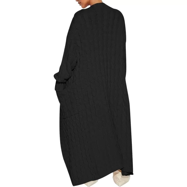 imageANRABESS Womens Long Cardigan Sweater Long Sleeve Open Front Knit Maxi Duster Outwear 2023 Trendy Jacket Coats ClothesBlack