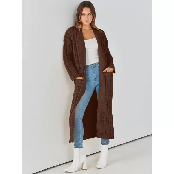 imageANRABESS Womens Long Cardigan Sweater Long Sleeve Open Front Knit Maxi Duster Outwear 2023 Trendy Jacket Coats ClothesBrown