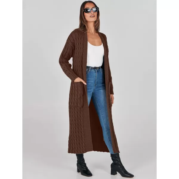 imageANRABESS Womens Long Cardigan Sweater Long Sleeve Open Front Knit Maxi Duster Outwear 2023 Trendy Jacket Coats ClothesBrown