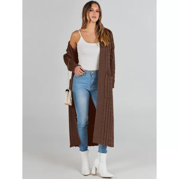 imageANRABESS Womens Long Cardigan Sweater Long Sleeve Open Front Knit Maxi Duster Outwear 2023 Trendy Jacket Coats ClothesBrown