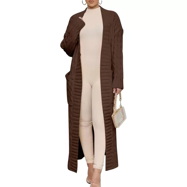 imageANRABESS Womens Long Cardigan Sweater Long Sleeve Open Front Knit Maxi Duster Outwear 2023 Trendy Jacket Coats ClothesBrown