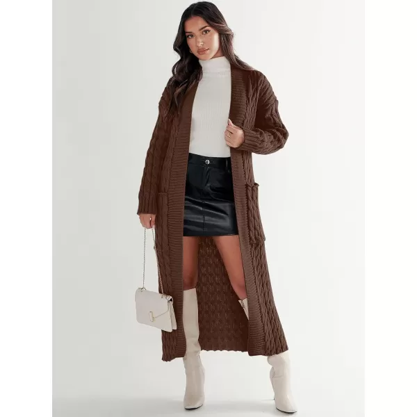 imageANRABESS Womens Long Cardigan Sweater Long Sleeve Open Front Knit Maxi Duster Outwear 2023 Trendy Jacket Coats ClothesBrown