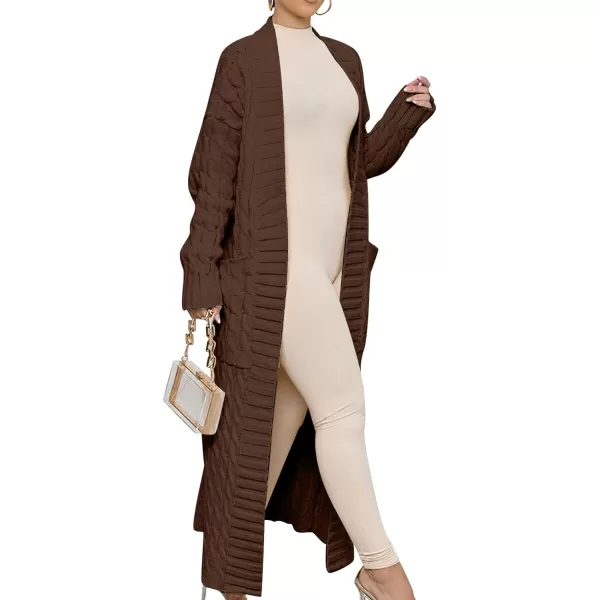 imageANRABESS Womens Long Cardigan Sweater Long Sleeve Open Front Knit Maxi Duster Outwear 2023 Trendy Jacket Coats ClothesBrown