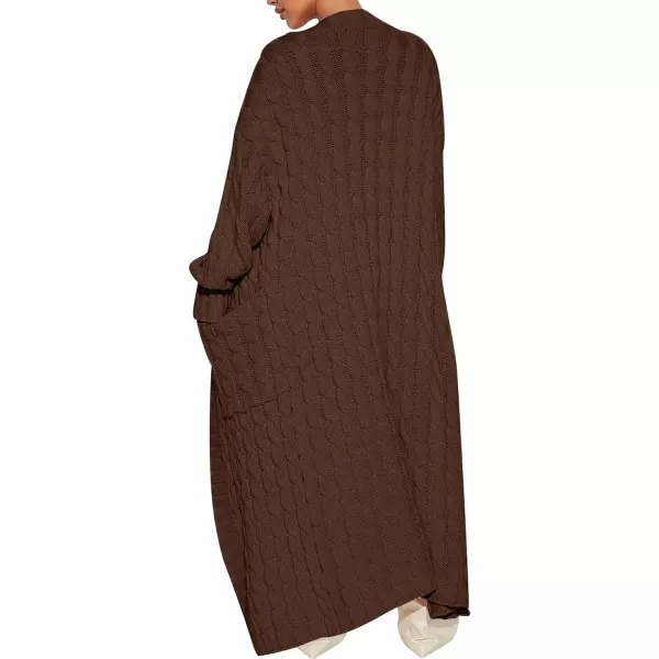 imageANRABESS Womens Long Cardigan Sweater Long Sleeve Open Front Knit Maxi Duster Outwear 2023 Trendy Jacket Coats ClothesBrown