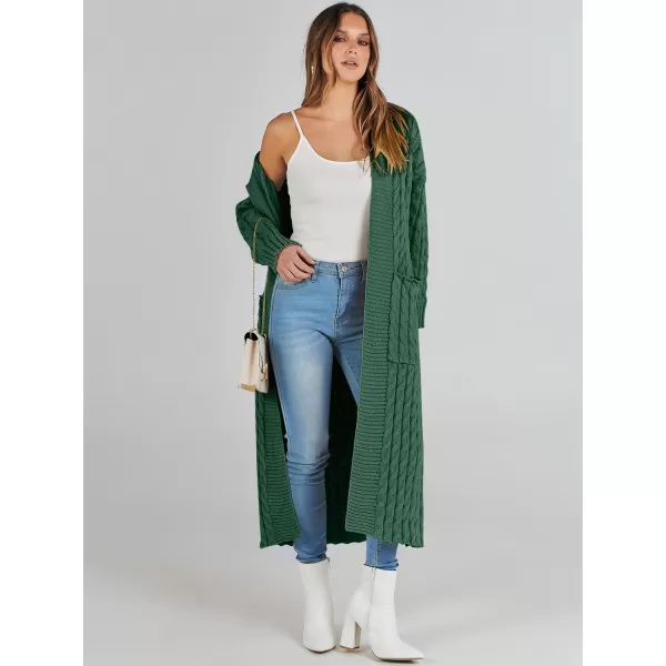 imageANRABESS Womens Long Cardigan Sweater Long Sleeve Open Front Knit Maxi Duster Outwear 2023 Trendy Jacket Coats ClothesDark Green