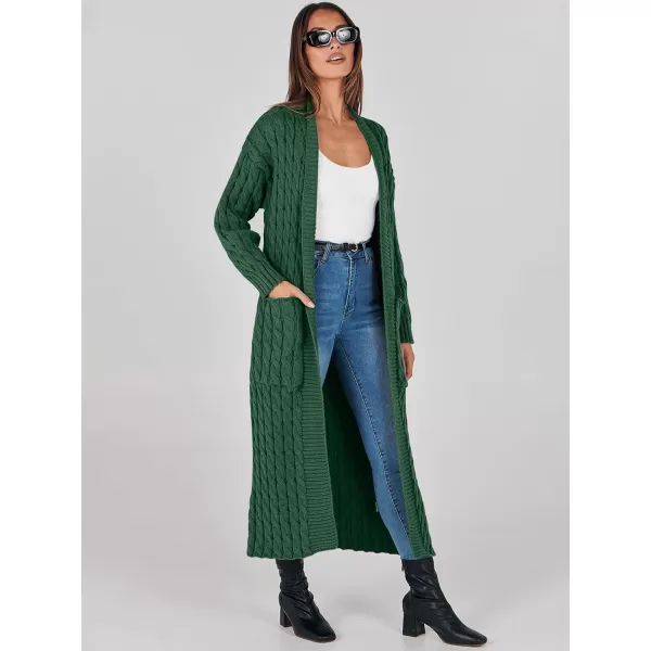 imageANRABESS Womens Long Cardigan Sweater Long Sleeve Open Front Knit Maxi Duster Outwear 2023 Trendy Jacket Coats ClothesDark Green