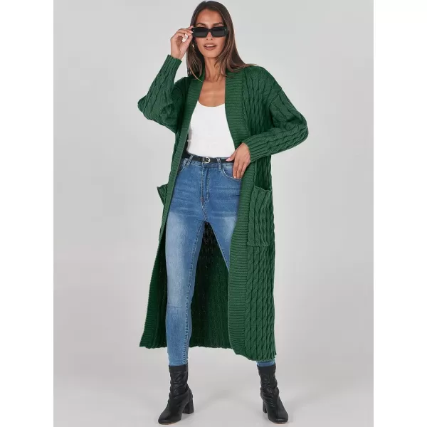 imageANRABESS Womens Long Cardigan Sweater Long Sleeve Open Front Knit Maxi Duster Outwear 2023 Trendy Jacket Coats ClothesDark Green