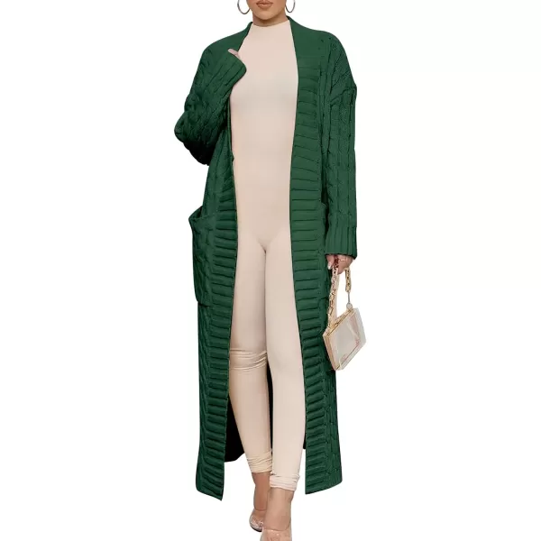 imageANRABESS Womens Long Cardigan Sweater Long Sleeve Open Front Knit Maxi Duster Outwear 2023 Trendy Jacket Coats ClothesDark Green