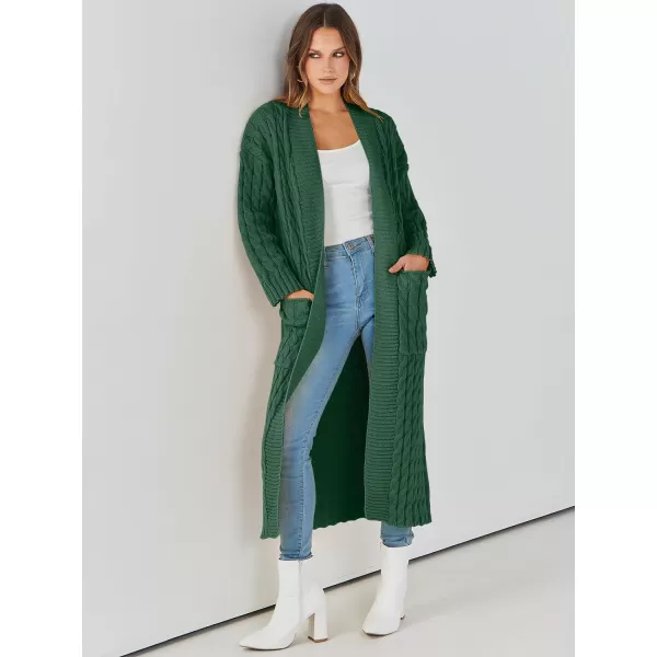 imageANRABESS Womens Long Cardigan Sweater Long Sleeve Open Front Knit Maxi Duster Outwear 2023 Trendy Jacket Coats ClothesDark Green
