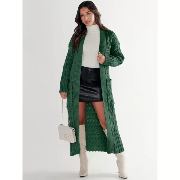 imageANRABESS Womens Long Cardigan Sweater Long Sleeve Open Front Knit Maxi Duster Outwear 2023 Trendy Jacket Coats ClothesDark Green
