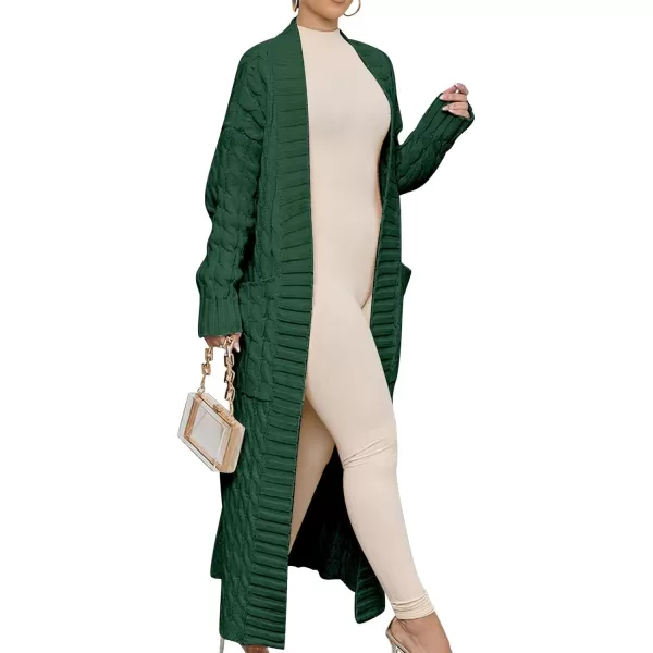 imageANRABESS Womens Long Cardigan Sweater Long Sleeve Open Front Knit Maxi Duster Outwear 2023 Trendy Jacket Coats ClothesDark Green