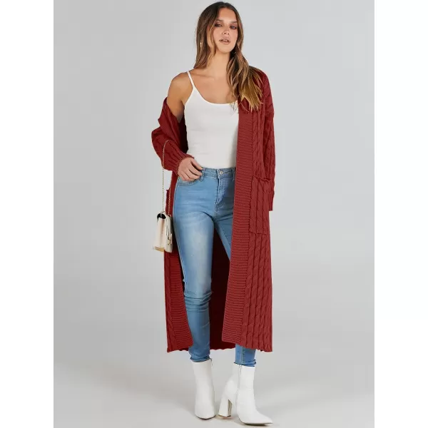 imageANRABESS Womens Long Cardigan Sweater Long Sleeve Open Front Knit Maxi Duster Outwear 2023 Trendy Jacket Coats ClothesDark Red