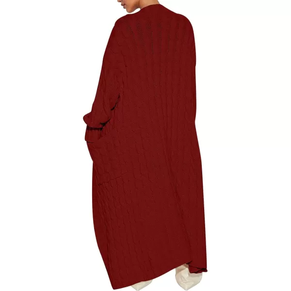 imageANRABESS Womens Long Cardigan Sweater Long Sleeve Open Front Knit Maxi Duster Outwear 2023 Trendy Jacket Coats ClothesDark Red