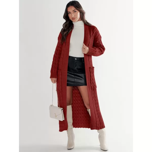 imageANRABESS Womens Long Cardigan Sweater Long Sleeve Open Front Knit Maxi Duster Outwear 2023 Trendy Jacket Coats ClothesDark Red
