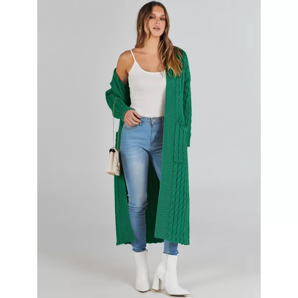 imageANRABESS Womens Long Cardigan Sweater Long Sleeve Open Front Knit Maxi Duster Outwear 2023 Trendy Jacket Coats ClothesGreen
