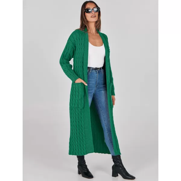 imageANRABESS Womens Long Cardigan Sweater Long Sleeve Open Front Knit Maxi Duster Outwear 2023 Trendy Jacket Coats ClothesGreen